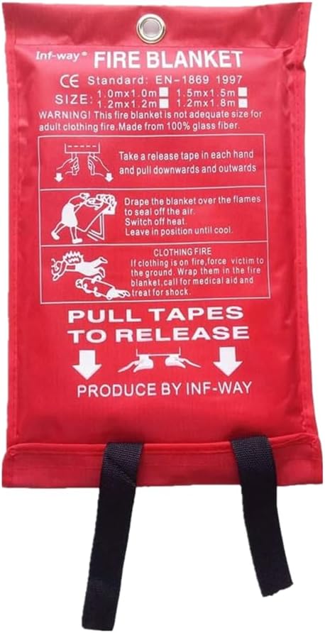 Inf-way Emergency Fire Blanket for Home and Kitchen, 5 Size for Choice, 2 Pack Large Fire Blanket 3.9x3.9ft