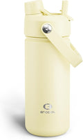 ENCOOL Insulated Water Bottle with Straw Stainless Steel Water Bottle, Leak-Proof, BPA-Free, Double Wall Vacuum Keeps Cold for 24 Hours for Sports, Travel, School (18 oz, Light Vanilla)