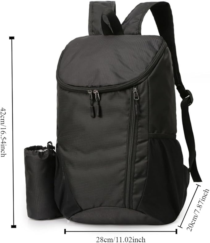 Portable Foldable Backpack Folding Mountaineering Bag, Ultralight Outdoor Cycling Rucksack, Travel Hiking Knapsack (Black)