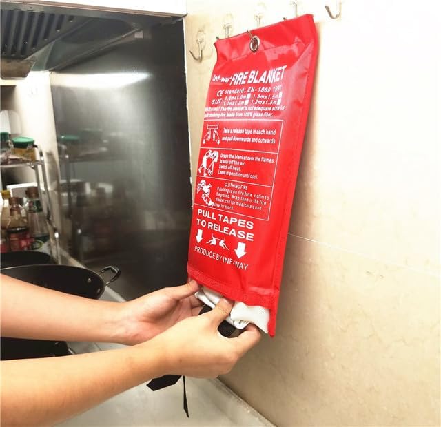 Inf-way Emergency Fire Blanket for Home and Kitchen, 5 Size for Choice, 4 Pack Fire Blankets 3.3x3.3ft