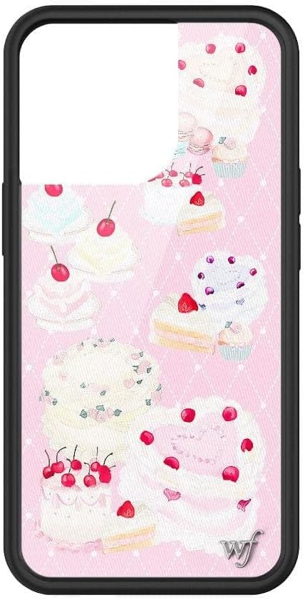 Wildflower Cases - Compatible with iPhone 13 Pro| Protective Black Bumper, 6.5ft Drop Test Certified, Women Owned Small Business | Pink Cherries Birthday Trendy Aesthetic | Sweet Cakes