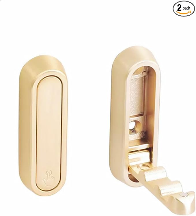 2 Pack Gold Folding Wall Hooks - Heavy Duty 40lbs Foldable Coat Hooks for Bathroom, Closet & Entryway | Decorative Zinc Alloy Towel/Robe/Bag Hangers | Space Saving Wall Mounted Hooks
