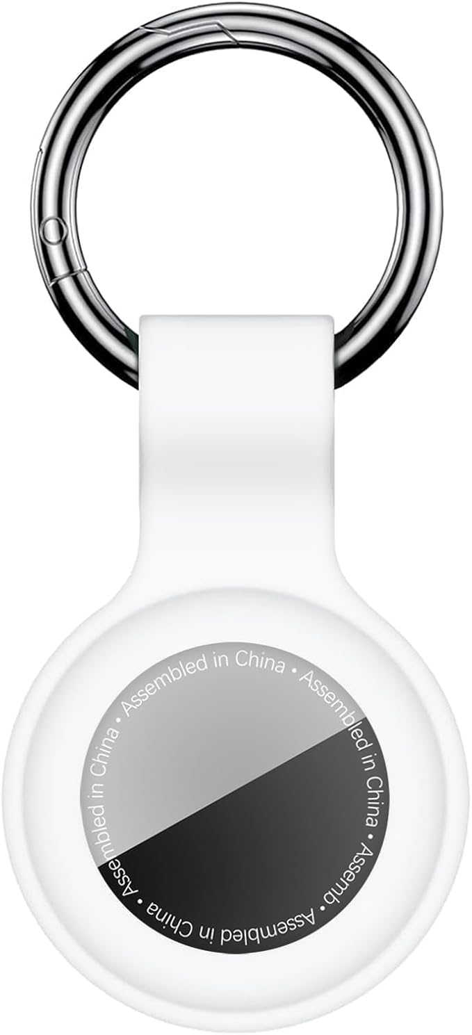 Linsaner Case for AirTag 2nd Gen (2026) & 1st Gen, Silicone Holder Keychain Key Ring, Protective Cover for Apple for Air Tags, GPS Finder Accessories for Bags, Pets, Kids, Luggage, White