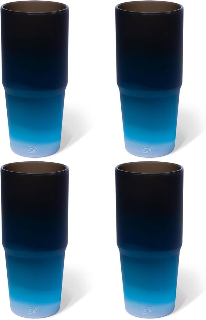 Silipint: 32oz Silicone Straw Tumbler, Unbreakable, Non-Toxic, Dishwasher Safe - Pack of 4