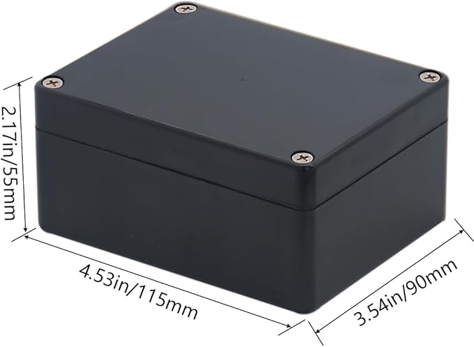 Project Box ABS Black Electrical Boxes IP65 Outdoor Waterproof Box Electronic Junction Box Power Enclosure with Cable Glands for DIY Project 4.53 x 3.54 x 2.17 inch (115x90x55mm)