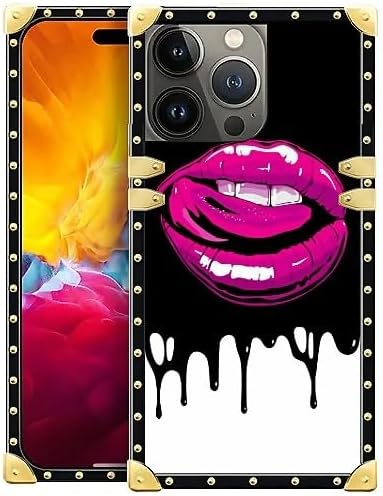 Compatible with iPhone 15 Pro Max Case, Black White Red Slap Sexy Luxury Golden Decoration for Girl Women Soft TPU Shockproof Protective Hard PC Back for iPhone 15 Pro Max