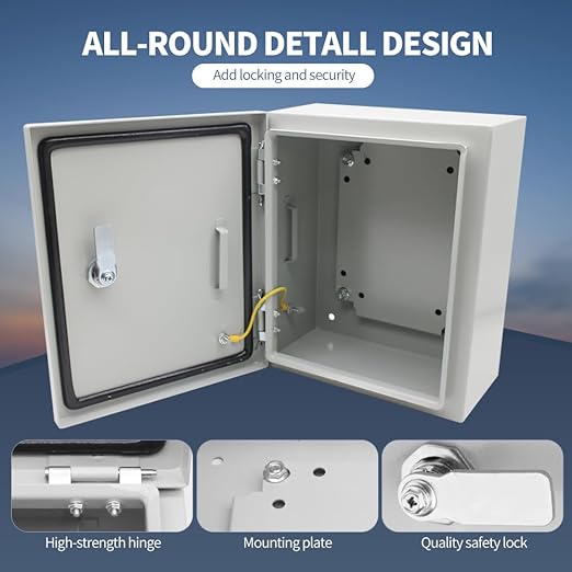 Metal Junction Box - Waterproof & Dustproof Electrical Junction Box,12 * 10 * 6 Inch Waterproof Metal Lock Box for Indoor & Outdoor Electrical Enclosure(300 * 250 * 150mm)