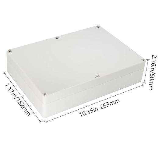 Project Box IP65 Waterproof Junction Box ABS Plastic Electrical Boxes DIY Electronic Project Case Power Enclosure White 10.35x7.17x2.36 inch (263 x 182 x60 mm)