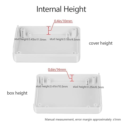 LeMotech Project Box 10 Pieces ABS Plastic Electrical Project Case Small Junction Box for Electronics White 3.54 x 2.75 x 1.10 inch (90 x 70 x 28 mm)