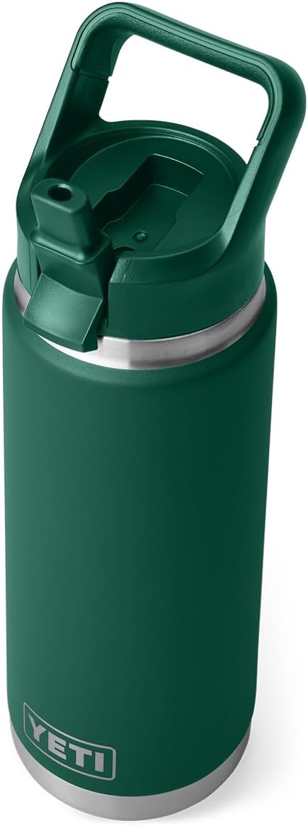 YETI Rambler 26 oz Bottle, Vacuum Insulated, Stainless Steel with Color Matching Straw Cap