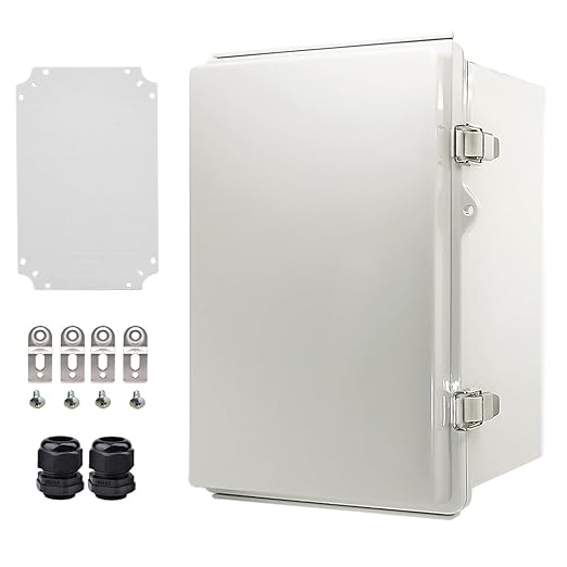 Outdoor Waterproof Electrical Box Junction Box Weatherproof IP67 ABS Plastic Enclosure Switch Router Project Box Electronics Enclosure with Mounting Plate Wall Bracket Grey 11.8"x7.9"x6.7"