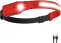Nessciera Rechargeable LED Headlamp (Red), 400 Lumens, 230° Wide Beam, USB-C, 5 Modes — Lightweight, Adjustable Headband; Hard Hat Clips for Camping, Hiking, Running & Repairs