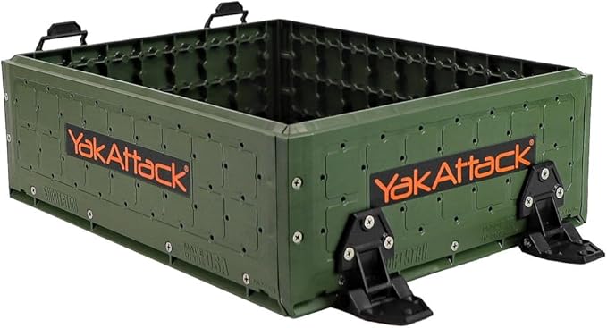 YakAttack ShortStak Upgrade Kit for BlackPak Pro - Ranger Green | 16" x 16" Kayak Crate System | Stackable Gear Storage Add-On with GridLoc Panels, Hinges, & Latches | Fishing Organization Accessory