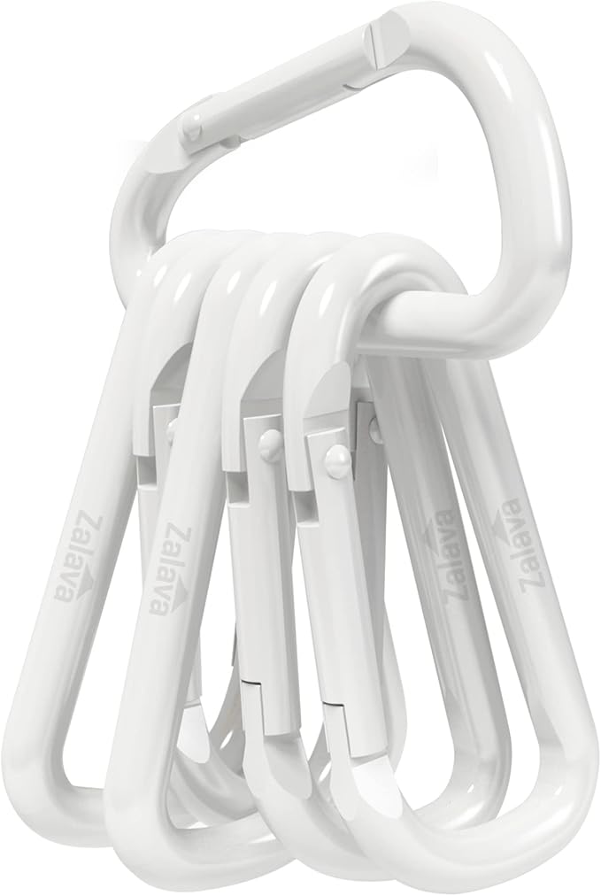 6PCS Carabiner Keychain, 2 inch Aluminum D-Clip Caribeener with Hook