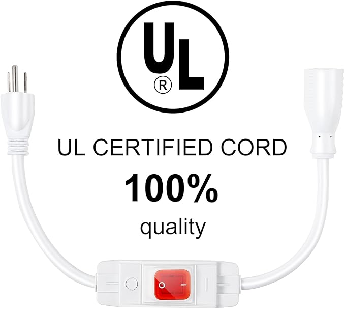 Outdoor Waterproof On/Off Switch Extension Cord, Heavy Duty 125v/250v Black SJTW Cord (3 Ft, White)