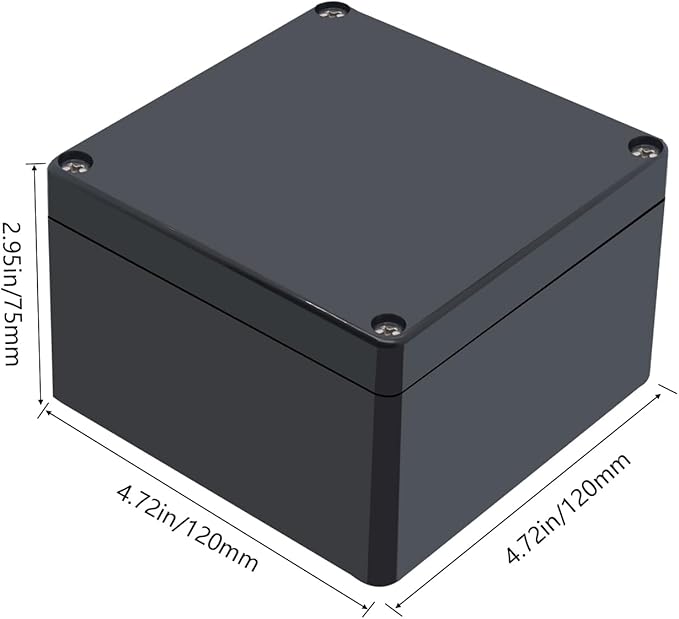 Project Box IP65 Waterproof Junction Box ABS Plastic Black Electrical Boxes DIY Electronic Project Case Power Enclosure 4.72x4.72x2.95 inch (120x120x75mm)
