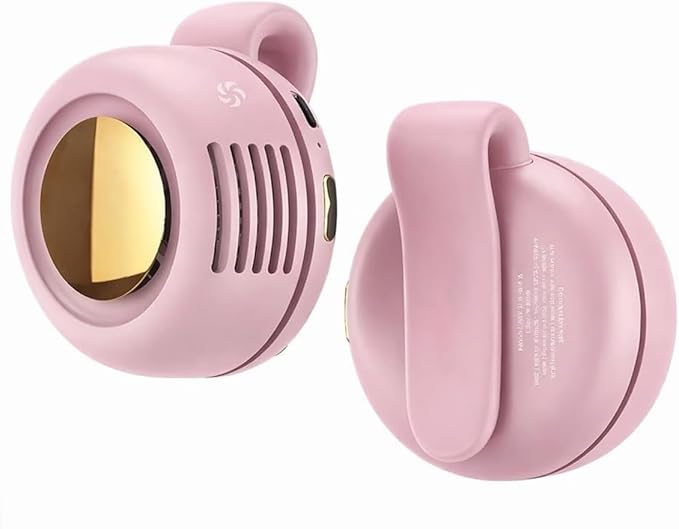 Oprtuisi Portable Bladeless Clip-On Mini Fan, Silent, 3-Speed, for Shirt and Waist (Pink)