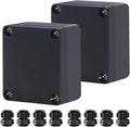 Project Box ABS Black Electrical Boxes IP65 Outdoor Waterproof Box Electronic Junction Box Power Enclosure with Cable Glands for DIY Project 2.5x2.3x1.38 inch (63 x 58 x 33 mm)