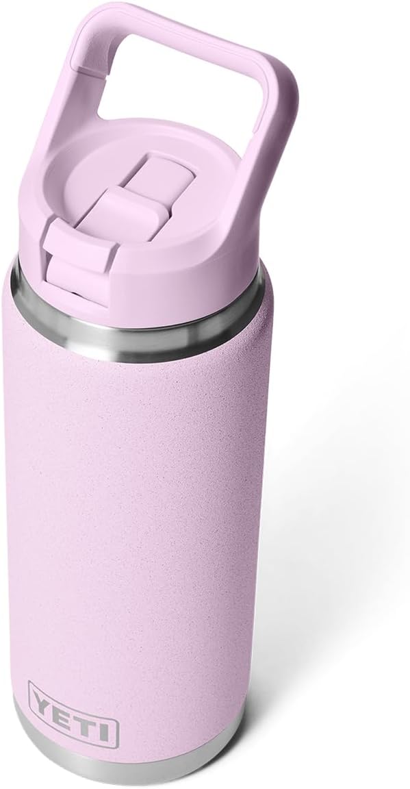 YETI Rambler 26 oz Bottle, Vacuum Insulated, Stainless Steel with Color Matching Straw Cap