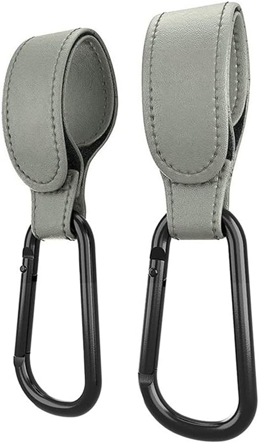 Portable Stroller Hooks Adjustable PU Leather Multi-Purpose Clip Your Purse Shopping Diaper Bags on Pram