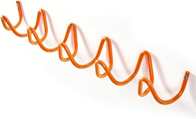 Orange Wall Mounted Coat Rack, Decoration Wave Shaped Wall Hooks, Multi-Purpose Hooks for Coat, Hat, Bag, Umbrella, Heavy-Duty Metal Rail for Bedrooms, Living Rooms, Bathrooms(19.69" x 2.56")