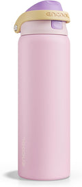 ENCOOL Leakproof Insulated Water Bottle with Straw Dual-Sip Water Bottle Bag-Safe Design for Work, Commute & Gym – Keeps Drinks Cold All Day, 32 oz, Peach Purple