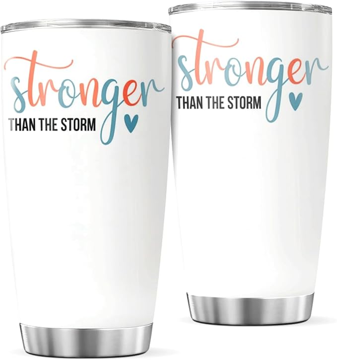 CUBICER Stronger Than The Storm Inspirational Quote 20 Oz Stainless Steel Tumbler For Women Motivational Gift Travel Mug Coffee Iced Drink Hot Cool Heat Tea Bottle Outdoor Insulated