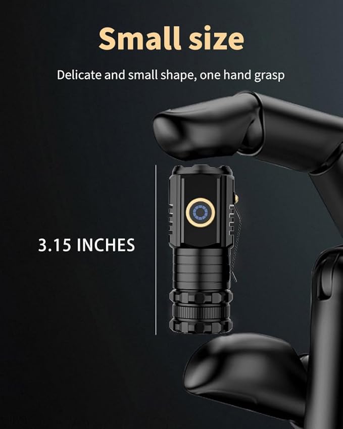 UNROEVS Mini Flashlight 2550 Lumens Rechargeable USB C Charging, Small Flashlights High Lumens 5 Modes, Pocket Light with Clip, Magnetic Flash Light for EDC,Camping, Hiking,Emergency (12 Pack)