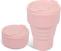 Collapsible Silicone Cup - Pink, Reusable Foldable Travel Cup for Camping, Hiking & Gym, Leak-Proof, Eco-Friendly, BPA-Free, Dishwasher Safe, Portable Water Bottle for Women