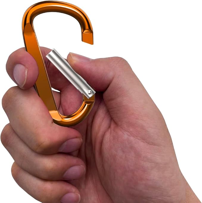 3" Aluminum Carabiner Clips, 12PCS D Ring Shape Keychain Carabiners Hook Buckle