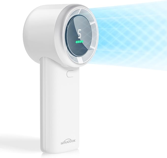 WHATOOK Portable Handheld Mini Fan: High Speed Cooling Fan, 10 Hours Battery Life, USB Rechargeable, Small Essentials for Women, Beach Travel, Vacation (White)