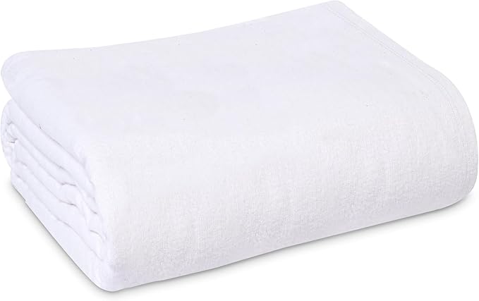 Linteum Textile 100% Cotton Hospital Patient Bath Blanket, Bed Bath Sheet, Twin Blanket Lightweight Sheet Blankets 70x90 in, 1.75 lb. White