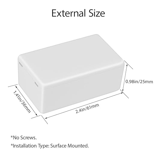 LeMotech Project Box 5 Pieces ABS Plastic Electrical Project Case Small Junction Box for Electronics White 2.40 x 1.41 x 0.98 inch (61 x 36 x 25 mm)