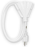Holiday Lighting Outlet 6-Foot White Extension Cord, 3-Prong Indoor & Outdoor Splitter, Perfect for Landscape Lighting