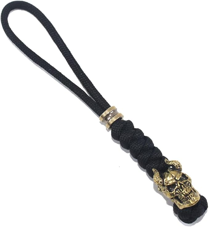 Knife Lanyards with Brass Beads,Paracord Lanyard,Tactical Lanyard for Skull Shape Knife,EDC Products