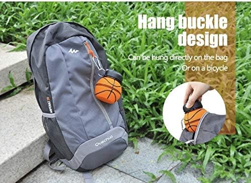 Collapsible Water Bottles with Carabiner Food Grade Sports Water Bottle for Gift Kids Folding Water Bottle for Hiking, School, GYM, Sports and Travelling 19 Oz/550ml (Basketball)