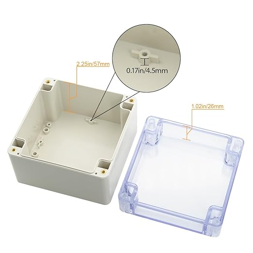 LeMotech ABS Plastic Junction Box Dustproof Waterproof IP65 Electrical Enclosure Box Universal Project Enclosure Grey with PC Transparent Clear Cover 4.7 x4.7 x3.5 inch(120 x 120 x 90 mm)