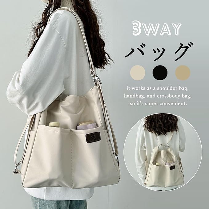 Women's Convertible Backpack Purse - Water-Resistant Nylon Travel Bag - Large Capacity 3-Way Shoulder Tote & Daypack | Convertible, Lightweight, Water-Resistant