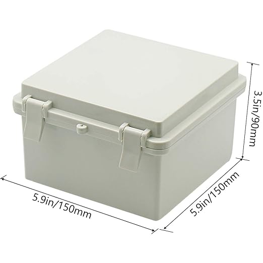 Zulkit 2pcs Junction Box ABS Plastic Dustproof Waterproof IP65 Electrical Boxes Hinged Shell Outdoor Universal Project Enclosure with 2 Cable Glands 5.9 x 5.9 x 3.5 inch (150x150x90 mm)