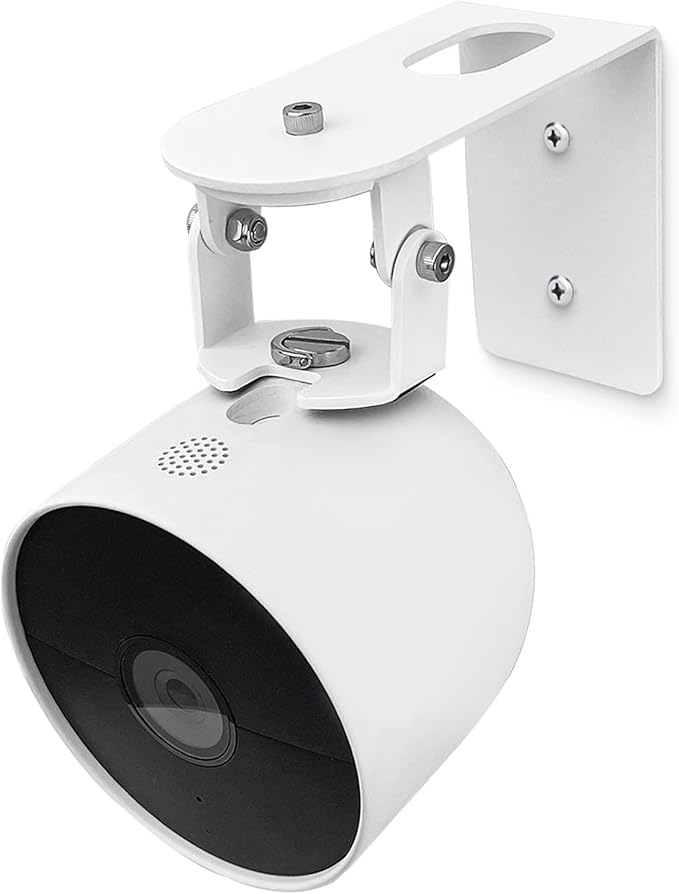 Nest Camera Mount Compatible with Google Nest Cam Outdoor or Indoor, Battery - 2nd Generation,360 View Anti-Drop Outdoor Wall Bracket Mounting Kit Nest cam Accessories- White