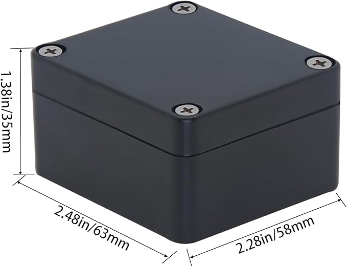 Project Box ABS Black Electrical Boxes IP65 Outdoor Waterproof Box Electronic Junction Box Power Enclosure with Cable Glands for DIY Project 2.5x2.3x1.38 inch (63 x 58 x 33 mm)