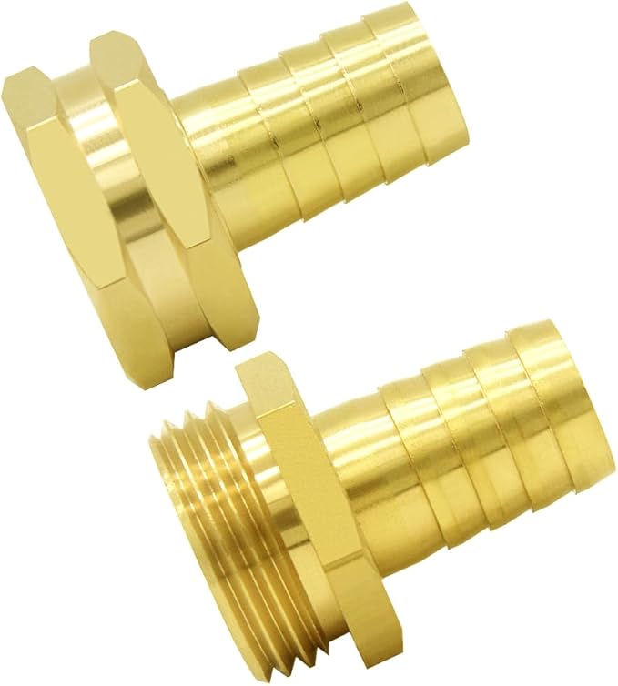 Hooshing 5/8" Brass Garden Hose Repair Kit Male and Female Hose Mender Connectors with Clamps