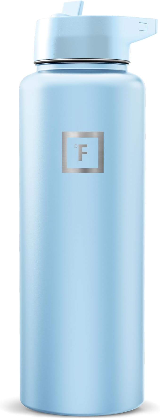 IRON °FLASK Camping & Hiking Hydration Flask with Straw, Wide Mouth Insulated Stainless Steel Sports Water Bottle - Morning Mist 40 oz - Straw (1 Lid)