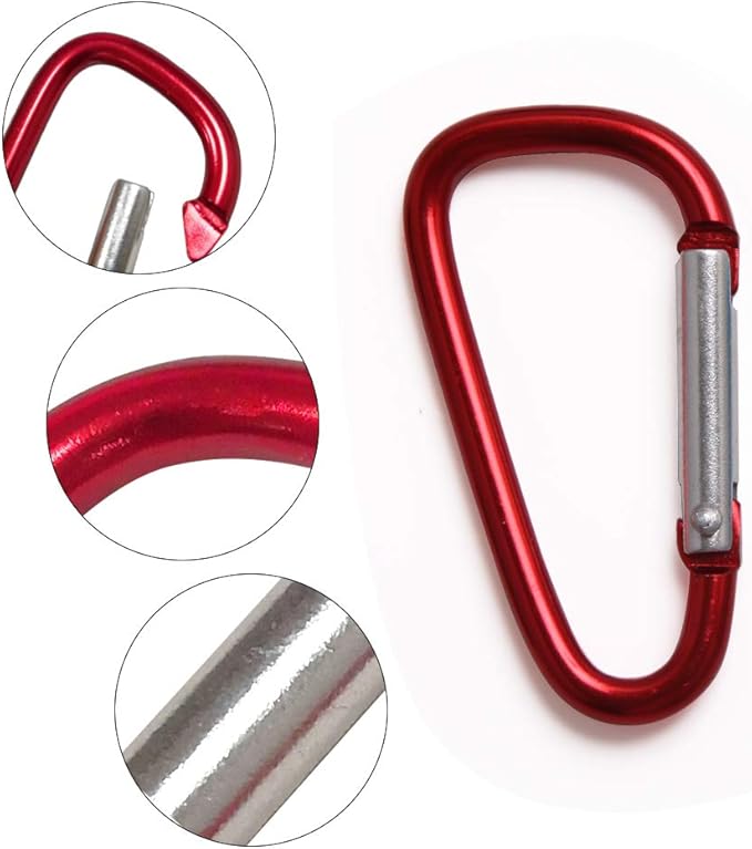 Carabiner Clips, Upins Aluminum Locking Spring Hook Keychain D Shape Heavy Duty Buckle Pack Carabiners Clip Lock Snap Hooks Backpack Clip