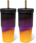 Silipint 32oz Silicone Straw Tumbler – BPA-Free, Non-Toxic, Unbreakable, Microwave, Dishwasher Safe – Perfect for Tea, Cold Water, Smoothies, Sun Storm - Pack of 2