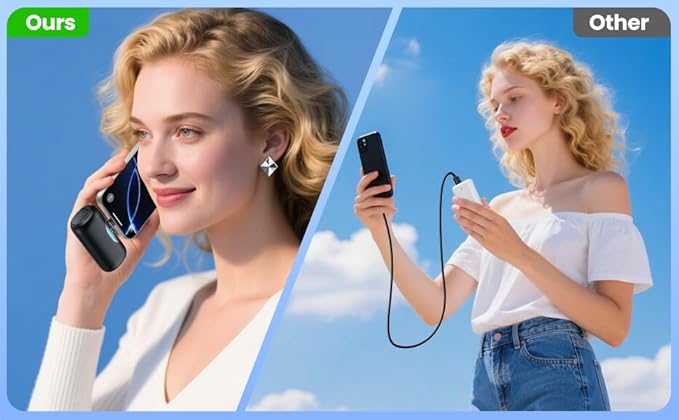 [2 Packs]Mini Portable Charger for iPhone 17/16,5500mAh LCD Display USB C Power Bank,Fast Phone Charging Travel Pocket Size Battery Pack for iPhone 17/17 Pro Max/Air/16/15 Series,Android(Black+Silver)