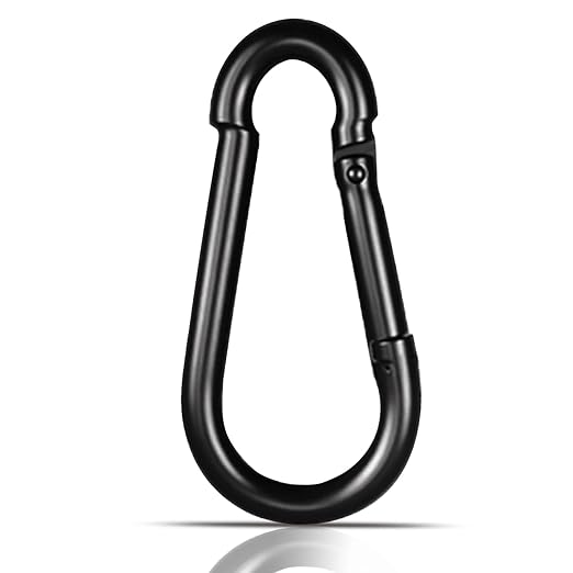 Black Carabiner, Heavy Duty Galvanized Steel Spring Snap Hook Carabiner Clips with 1000LBS Holding Capacity, Ideal for Outdoor, Hammock, Swing and Travel (1PCS M12 4.7Inch)
