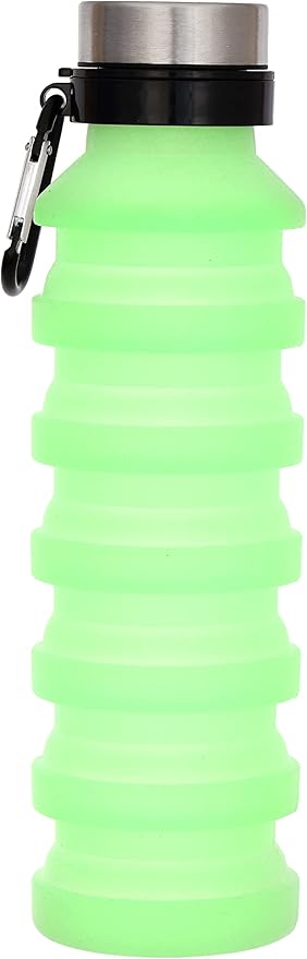 iscream BPA Free, 18 oz Collapsible Silicone Bottle with Carabiner - Glow in the Dark