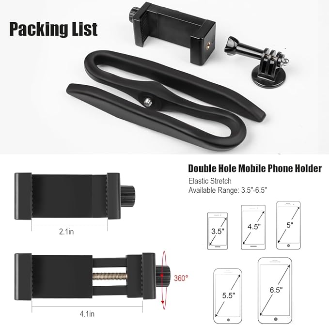 Taisioner U Stroller Phone Holder Wheelchair Accessories Cell Phone Seat Phone Holder for Treadmill Bike Shopping Cart Boat Action Camera Suitable with GoPro Hero 12/11/10/9/8/7/6/5/4 AKASO Insta360