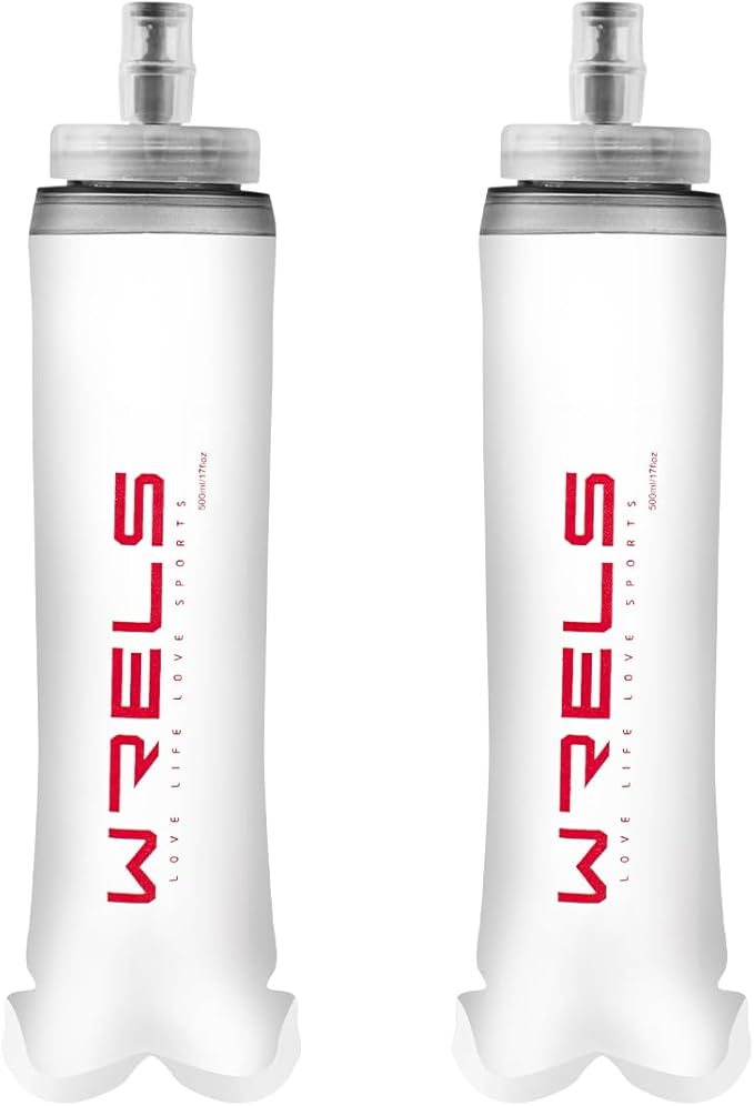 WRELS Running Collapsible Flask TPU Soft Water Bottle,Lightweight Hydration Running Portable Flask with Mouthpeice Cover